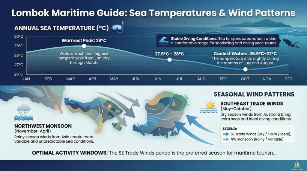 lombok seasonal wind pattern southeast trade winds northwest monsoon sea conditions