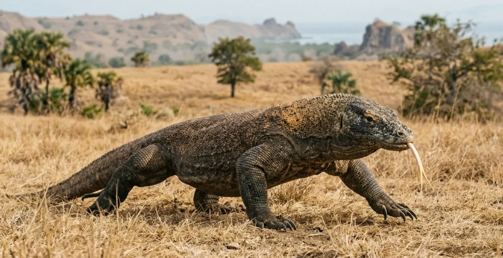 Komodo Dragon in Natural Habitat on Komodo Island