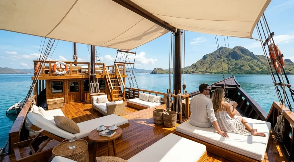 Luxury Phinisi Boat Deck with Ocean Views